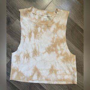 Aerie Ribbed Beige and Cream cropped tank